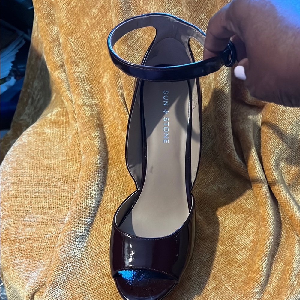 Sun + Stone deep plum peep toe Classic Elegance